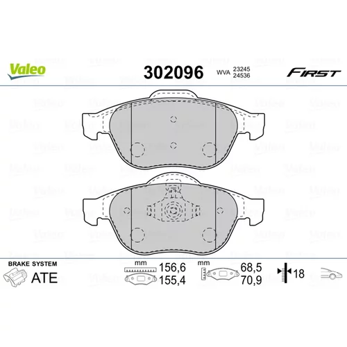 Sada brzdových platničiek kotúčovej brzdy VALEO 302096