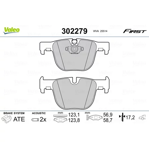 Sada brzdových platničiek kotúčovej brzdy VALEO 302279