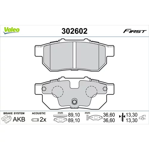 Sada brzdových platničiek kotúčovej brzdy VALEO 302602