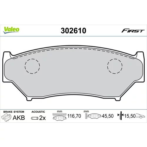 Sada brzdových platničiek kotúčovej brzdy VALEO 302610