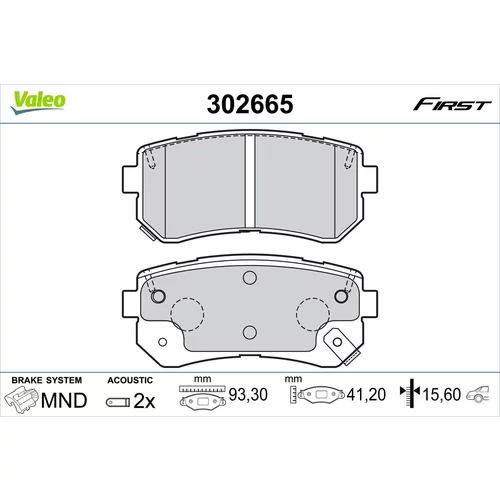 Sada brzdových platničiek kotúčovej brzdy VALEO 302665