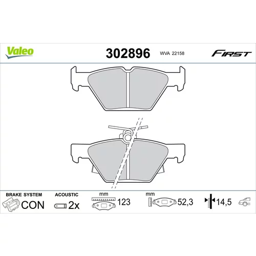 Sada brzdových platničiek kotúčovej brzdy 302896 /VALEO/