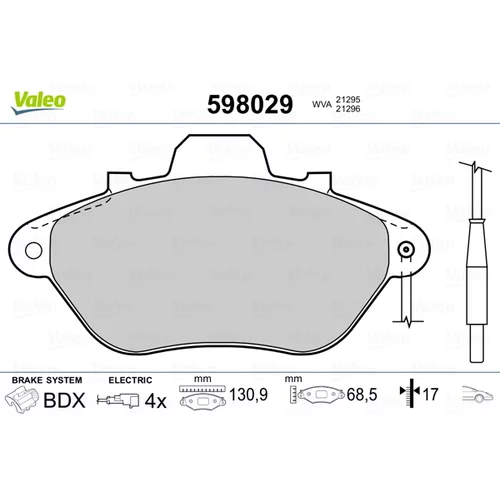 Sada brzdových platničiek kotúčovej brzdy VALEO 598029