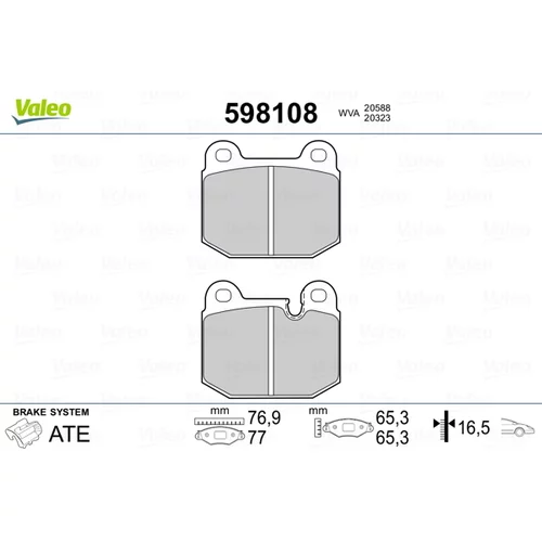 Sada brzdových platničiek kotúčovej brzdy VALEO 598108