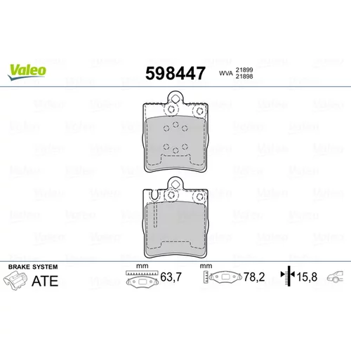 Sada brzdových platničiek kotúčovej brzdy VALEO 598447