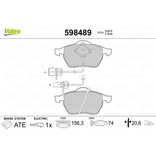 Sada brzdových platničiek kotúčovej brzdy VALEO 598489