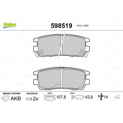 Sada brzdových platničiek kotúčovej brzdy VALEO 598519