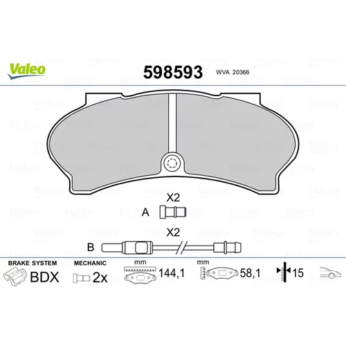 Sada brzdových platničiek kotúčovej brzdy VALEO 598593