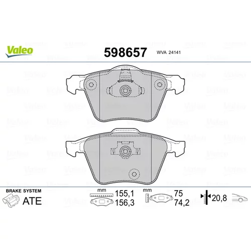 Sada brzdových platničiek kotúčovej brzdy VALEO 598657