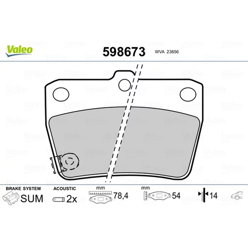 Sada brzdových platničiek kotúčovej brzdy 598673 /VALEO/