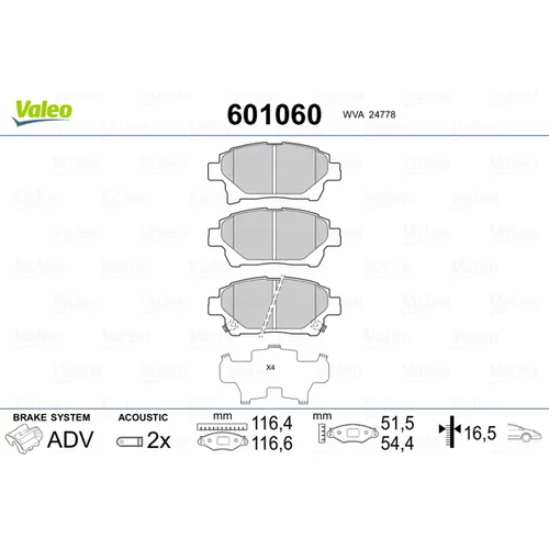 Sada brzdových platničiek kotúčovej brzdy VALEO 601060