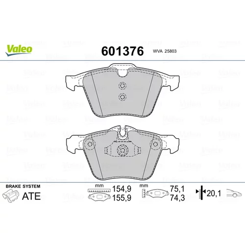 Sada brzdových platničiek kotúčovej brzdy VALEO 601376