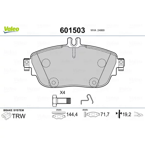 Sada brzdových platničiek kotúčovej brzdy VALEO 601503