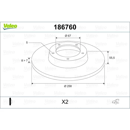 Brzdový kotúč VALEO 186760