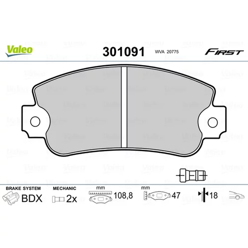 Sada brzdových platničiek kotúčovej brzdy VALEO 301091