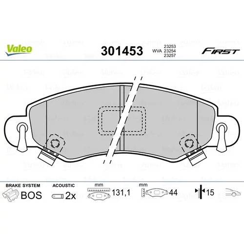 Sada brzdových platničiek kotúčovej brzdy VALEO 301453