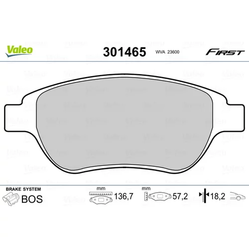 Sada brzdových platničiek kotúčovej brzdy VALEO 301465