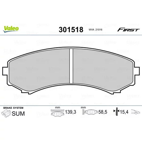 Sada brzdových platničiek kotúčovej brzdy VALEO 301518