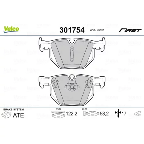 Sada brzdových platničiek kotúčovej brzdy VALEO 301754