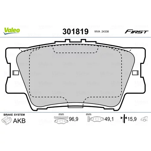 Sada brzdových platničiek kotúčovej brzdy VALEO 301819