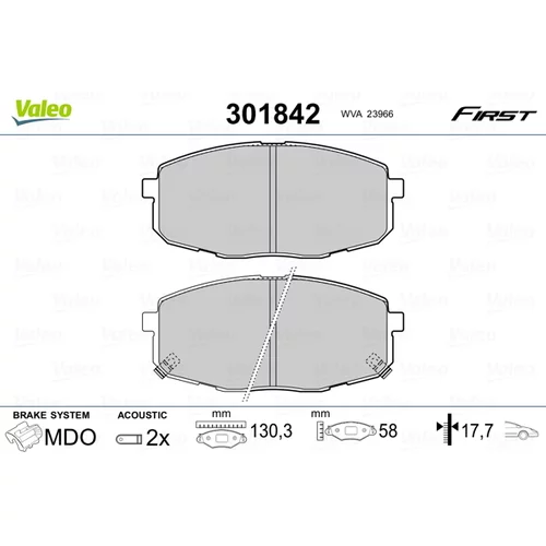 Sada brzdových platničiek kotúčovej brzdy 301842 /VALEO/