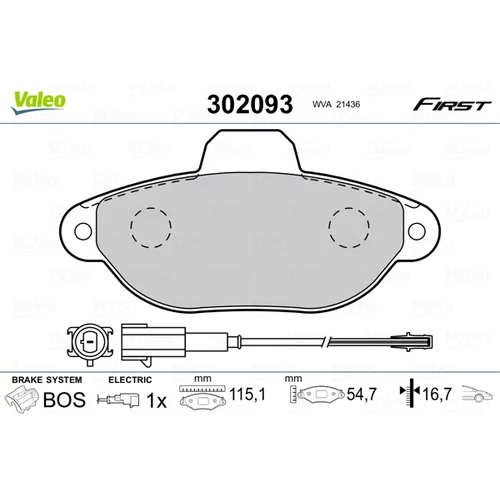 Sada brzdových platničiek kotúčovej brzdy VALEO 302093