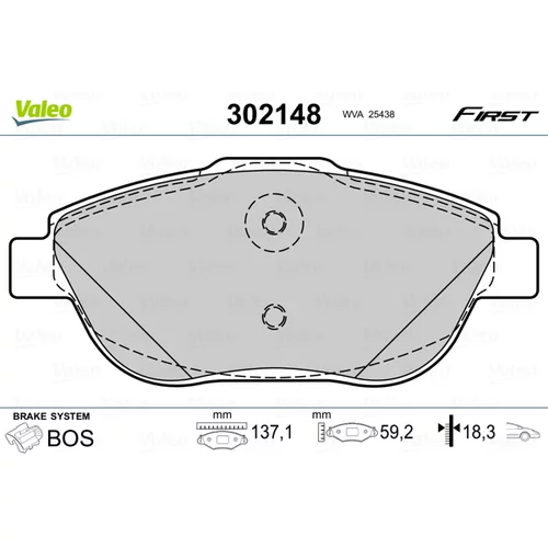 Sada brzdových platničiek kotúčovej brzdy VALEO 302148