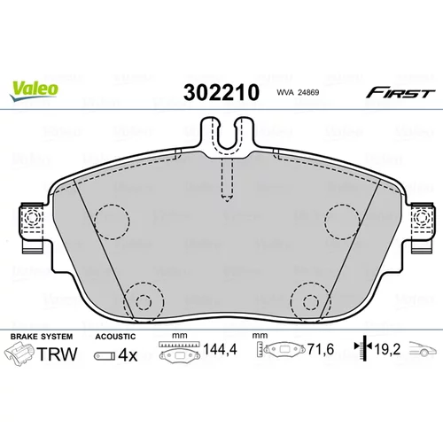 Sada brzdových platničiek kotúčovej brzdy VALEO 302210