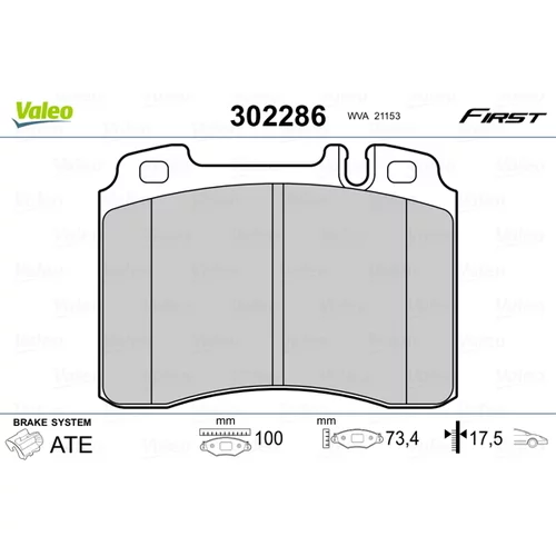 Sada brzdových platničiek kotúčovej brzdy VALEO 302286