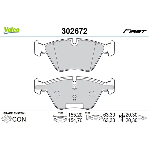 Sada brzdových platničiek kotúčovej brzdy VALEO 302672