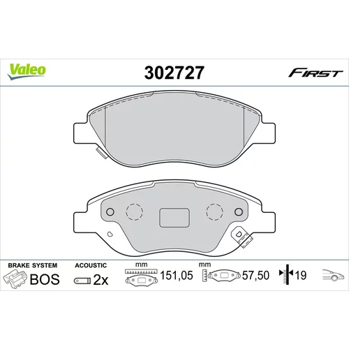 Sada brzdových platničiek kotúčovej brzdy VALEO 302727