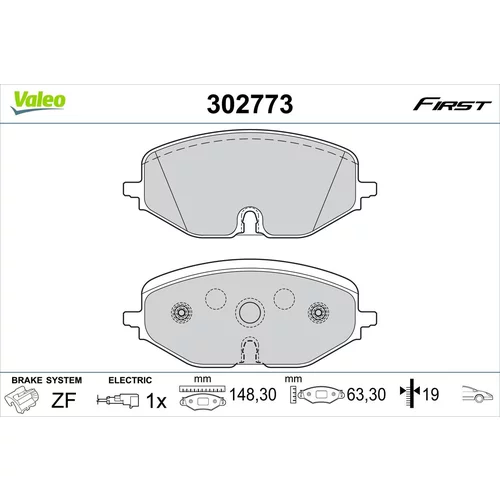 Sada brzdových platničiek kotúčovej brzdy VALEO 302773