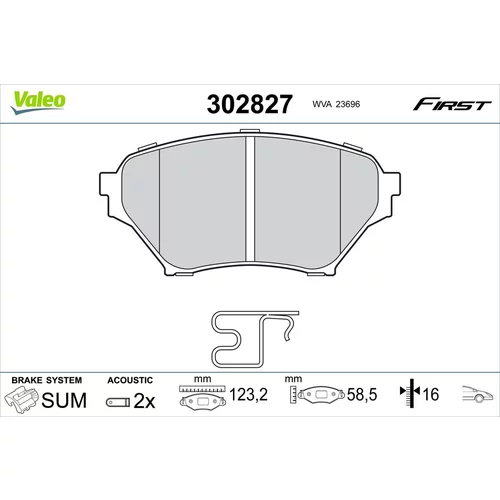 Sada brzdových platničiek kotúčovej brzdy VALEO 302827