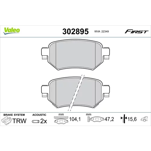 Sada brzdových platničiek kotúčovej brzdy VALEO 302895