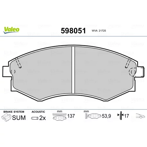 Sada brzdových platničiek kotúčovej brzdy VALEO 598051