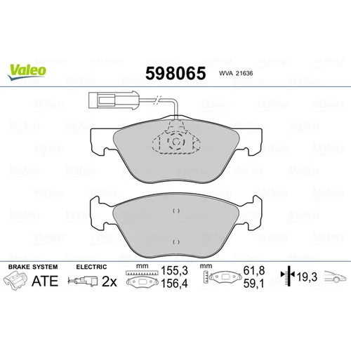 Sada brzdových platničiek kotúčovej brzdy VALEO 598065