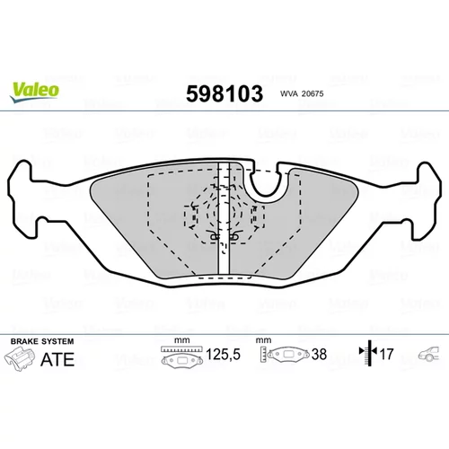 Sada brzdových platničiek kotúčovej brzdy VALEO 598103