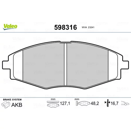 Sada brzdových platničiek kotúčovej brzdy VALEO 598316