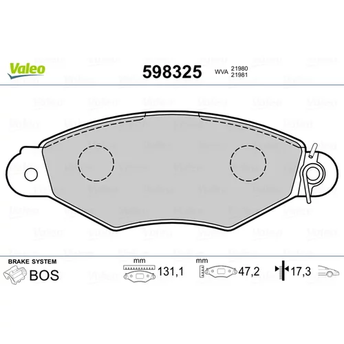 Sada brzdových platničiek kotúčovej brzdy VALEO 598325