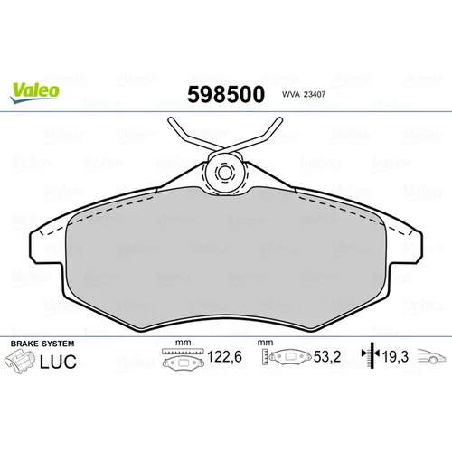 Sada brzdových platničiek kotúčovej brzdy 598500 /VALEO/