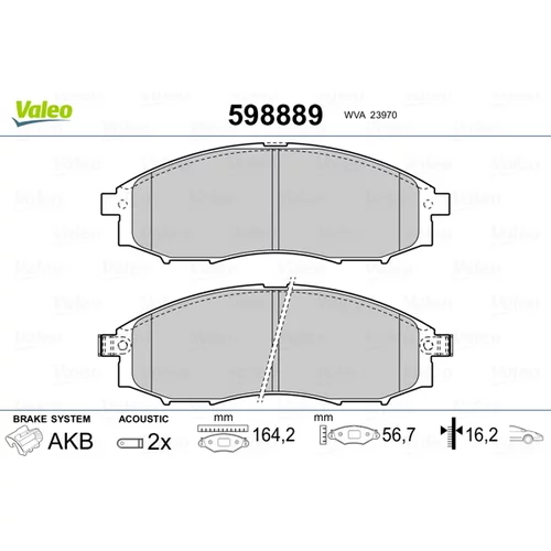 Sada brzdových platničiek kotúčovej brzdy VALEO 598889