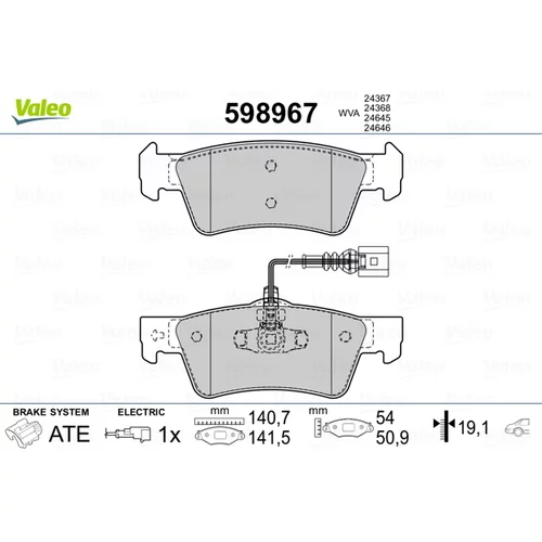 Sada brzdových platničiek kotúčovej brzdy VALEO 598967