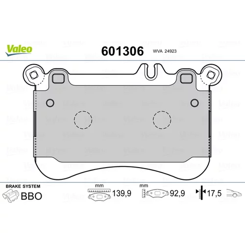 Sada brzdových platničiek kotúčovej brzdy VALEO 601306