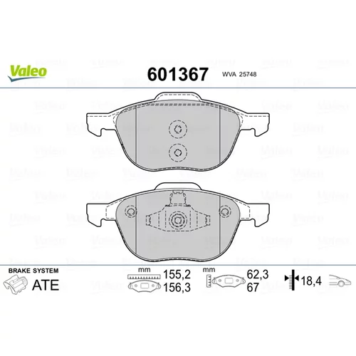 Sada brzdových platničiek kotúčovej brzdy VALEO 601367