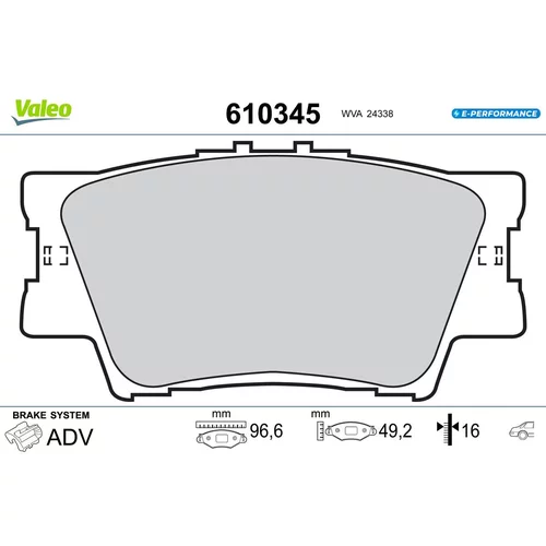 Sada brzdových platničiek kotúčovej brzdy VALEO 610345