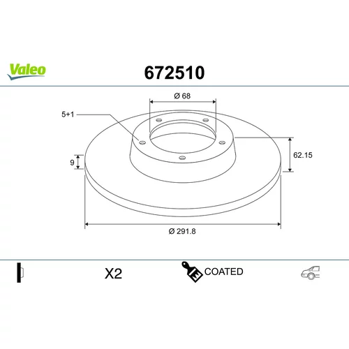 Brzdový kotúč VALEO 672510