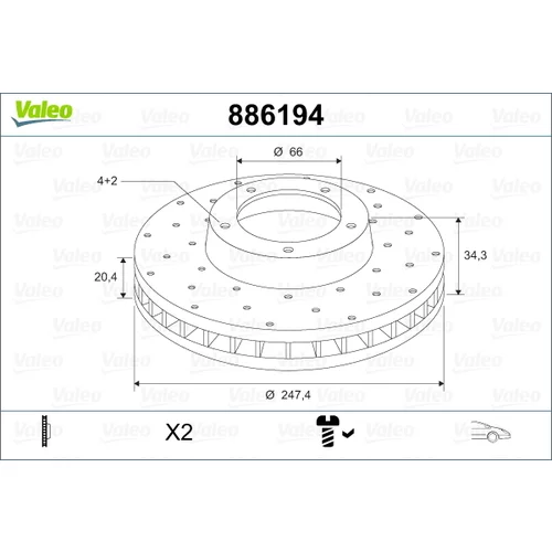 Brzdový kotúč VALEO 886194