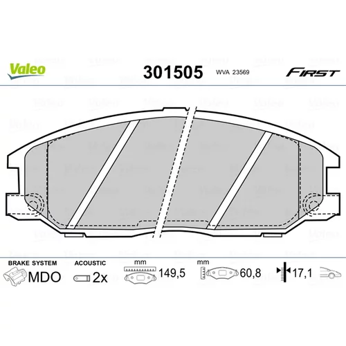 Sada brzdových platničiek kotúčovej brzdy VALEO 301505