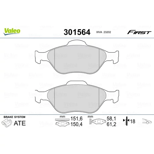 Sada brzdových platničiek kotúčovej brzdy VALEO 301564