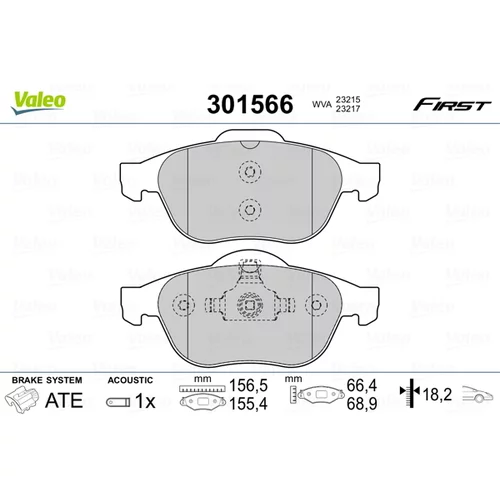 Sada brzdových platničiek kotúčovej brzdy VALEO 301566